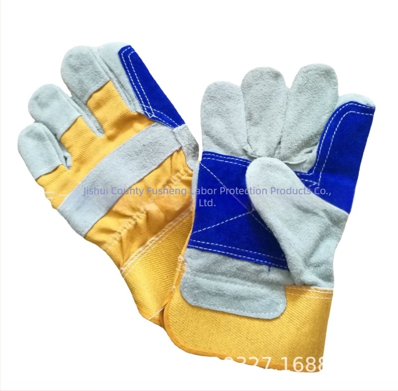 Prilagođene rukavice od kože goveda, 10,5 inča dužine, kraljevsko plave boje, ojačana dlan, otporne na rezanje i habanje, izdržljive