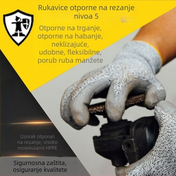 Guard Weier PU rukavice otporne na rezanje, siva dlan prekrivena PU, otporne na habanje i protuklizne, za industriju stakla, strojnu obradu, automobinsku industriju i elektroničku montažu.