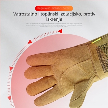 Witex 10-2000 Kožne rukavice za zavarivanje s kosim palcem, toplinska izolacija i otpornost na visoke temperature, vatrootporne i plamenom otporne, rezne otporne