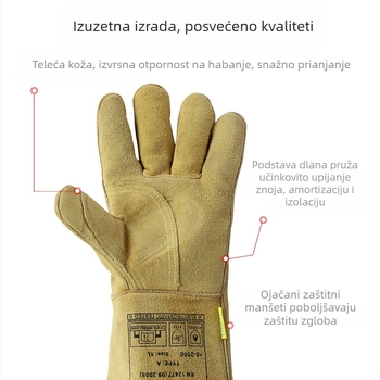 Witex 10-2000 Kožne rukavice za zavarivanje s kosim palcem, toplinska izolacija i otpornost na visoke temperature, vatrootporne i plamenom otporne, rezne otporne