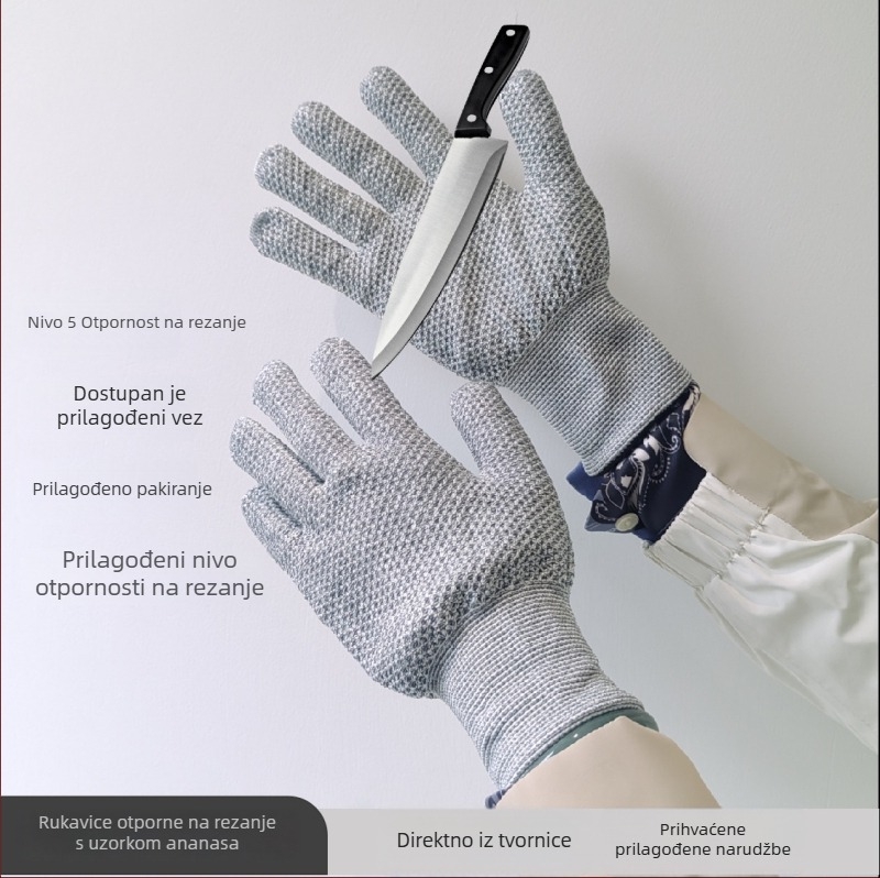 HPPE rukavice protiv rezanja, otporne na habanje, uzorak ananasa, zaštita ruku u industriji