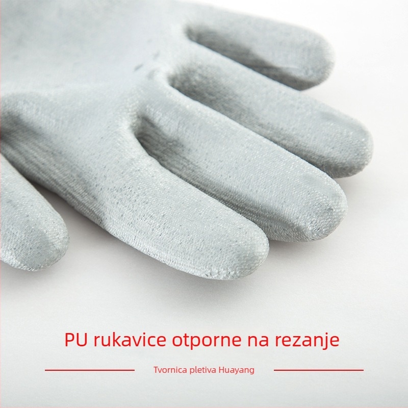 Rukavice za rez HPPE razina 5 s PU premazom, dlan potopljena, otporne na habanje, za vrtlarstvo i gradilište