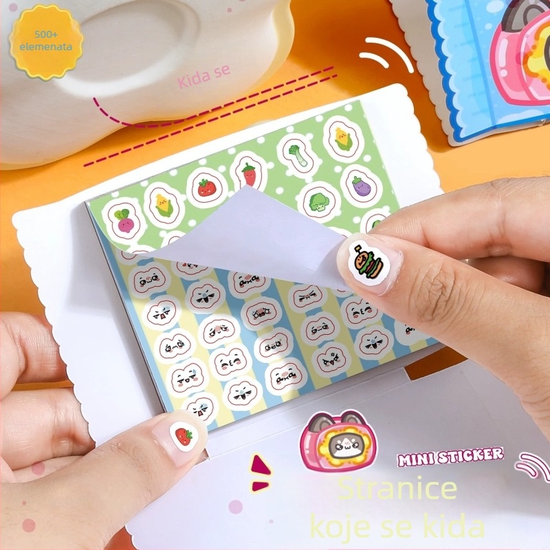Little Shusen Dječja knjižica naljepnica s crtima, mini naljepnice za nokte, slatki mali uzorci