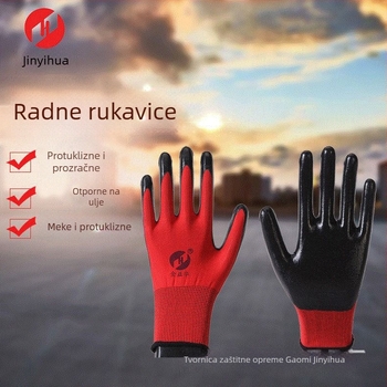Radničke rukavice s premazom od najlona-nitrila, otporne na ulje, debeli premaz
