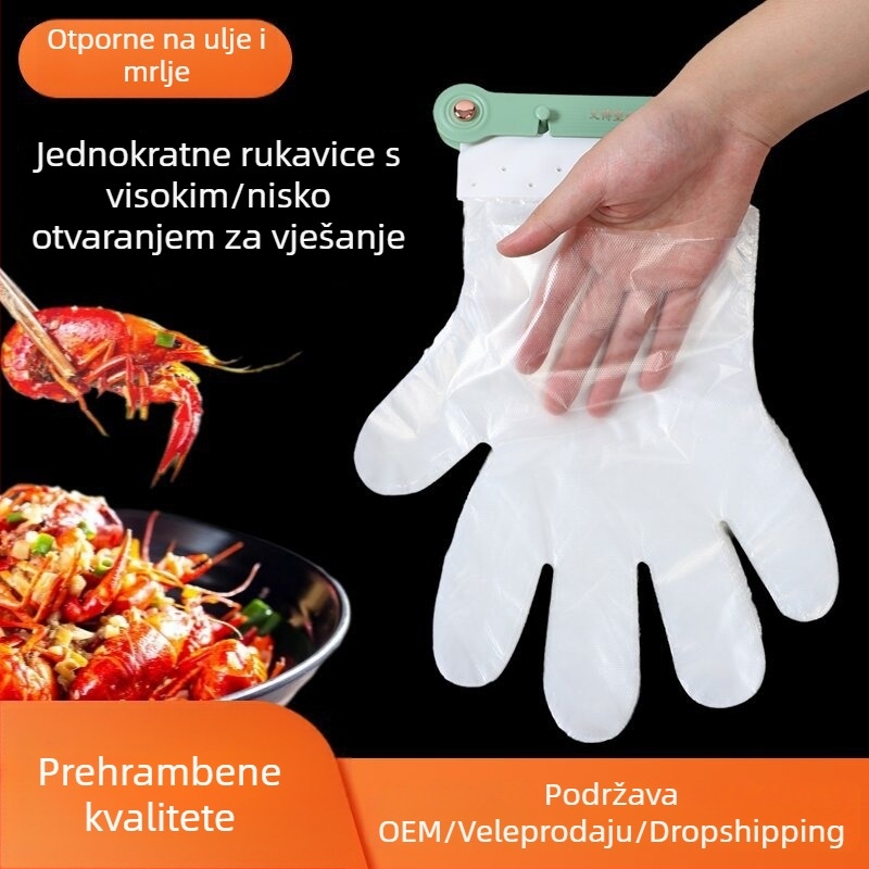Jednokratne PE rukavice, pojačane, za kuhinju i catering, zidno kačenje, izdržljive plastične rukavice