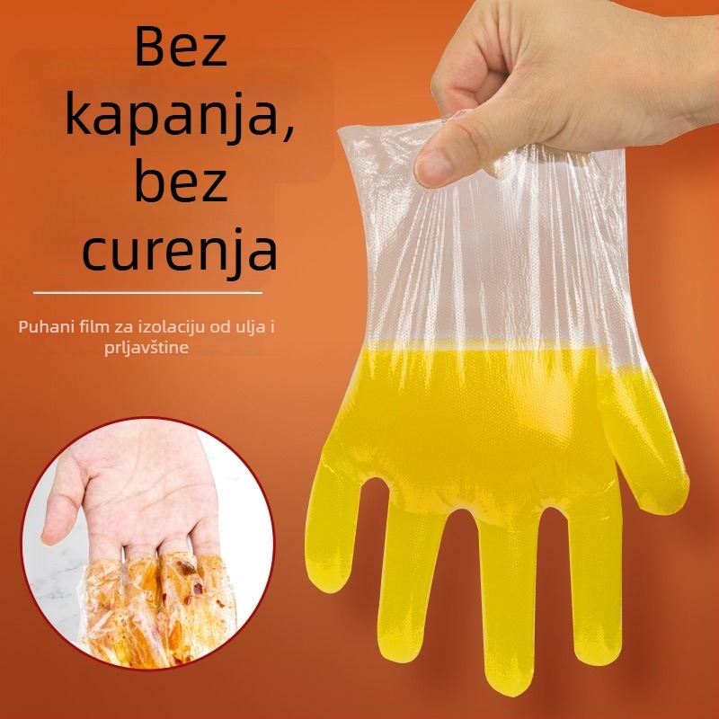 Jednokratne PE rukavice, individualno pakiranje, prehrambene klase, otporne na ulje, debele i izdržljive, za catering i komercijalnu upotrebu