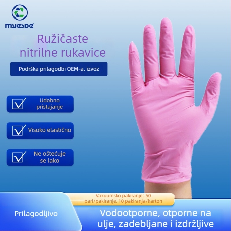Jednokratne nitril rukavice, debeli i otporni, za kućnu upotrebu, prehrambena klasa, visoka elastičnost, u kutiji