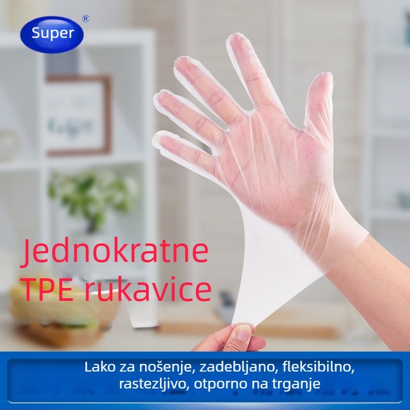 Debljane izdržljive jednokratne rukavice od TPE za catering, pečenje i kuhinju, protuklizne i otporne na masnoće