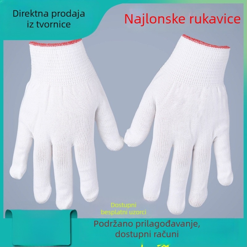Mingchi najlonske antistatike rukavice bez prašine, otvrdnute, bijele, zaštitne rukavice za gradilište, rukovanje i popravak automobila