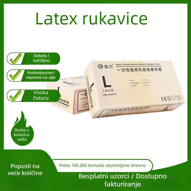 Jednokratne latex rukavice s mat završnom površinom, protuklizne, zaštita na radu, za elektroniku, poluvodiče i catering