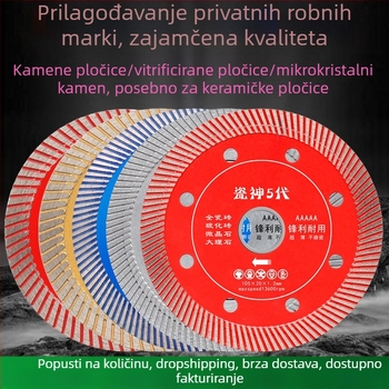 Lama za rezanje keramičkih pločica, iznimno tanka, za vitrificirane kamene ploče i mramor, promjer 102/105/110 mm