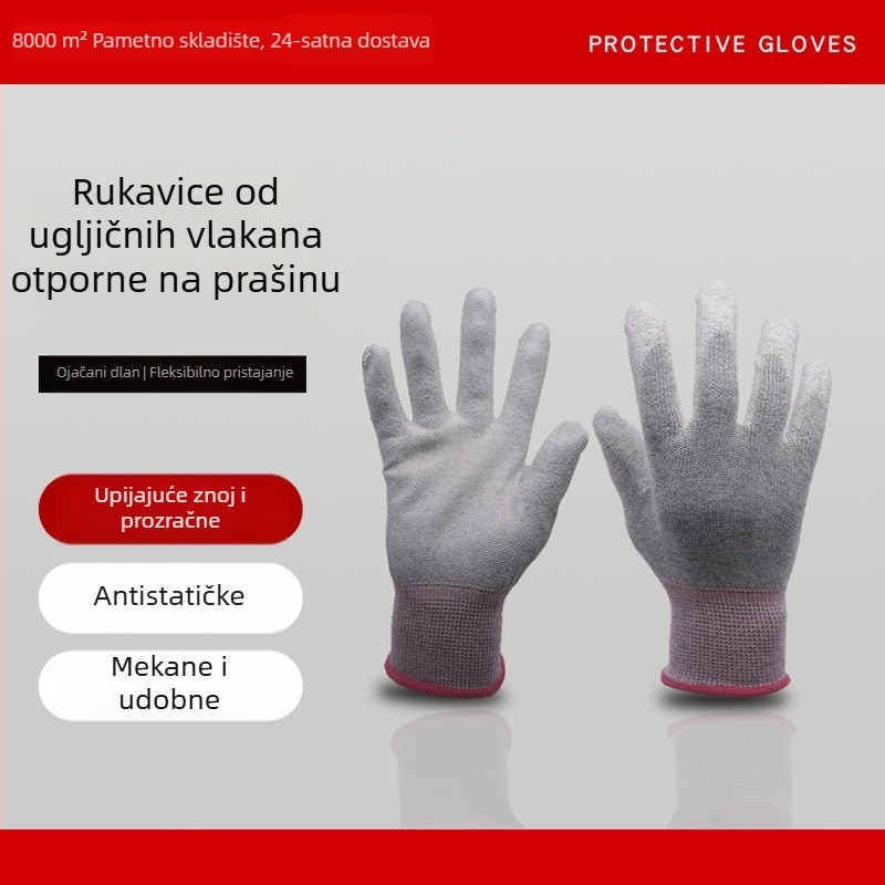 PU antistatične rukavice s karbonskim premazom na dlanu za elektroniku u čistom radnom okruženju