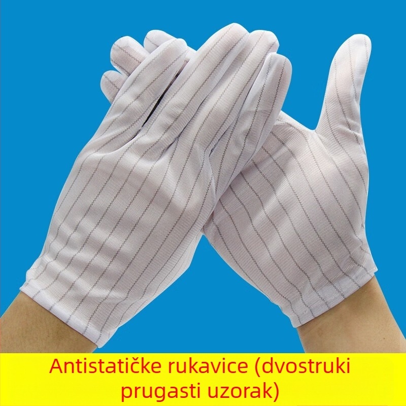 Antistatične prugaste rukavice za elektroničku proizvodnju u čistom prostoru, rukavice za montažu s pet prstiju, otporne na prašinu