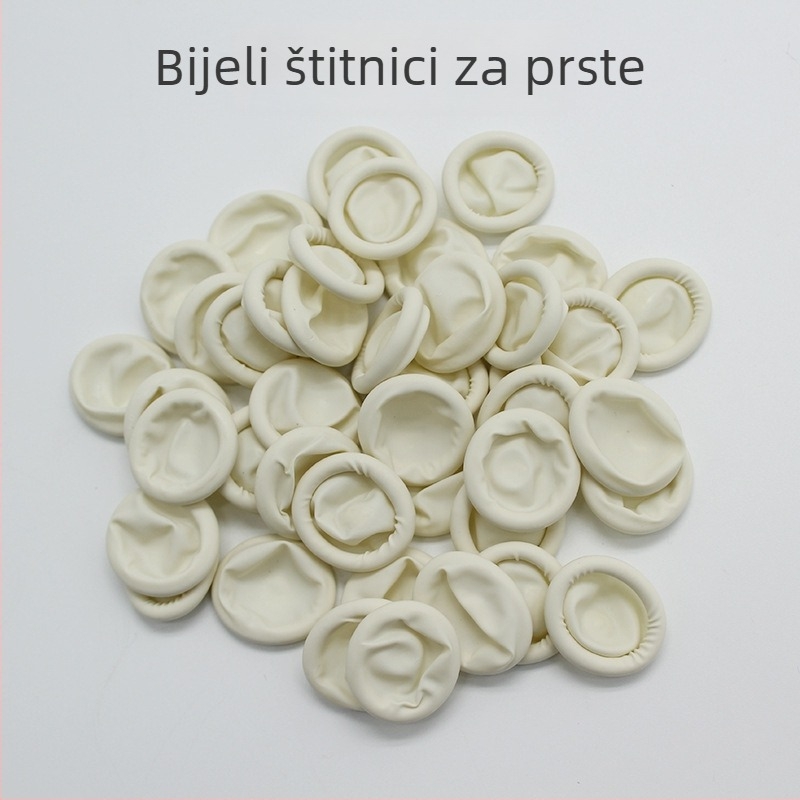Jednokratne latex navlake za prste, antistatne, bez praška, bež i bijele, zaštita za manikuru i tetovažu