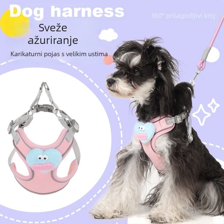 Harness u stilu vestice za male i srednje pse, podesiv, s izvlačnim povodcem, otporan na habanje