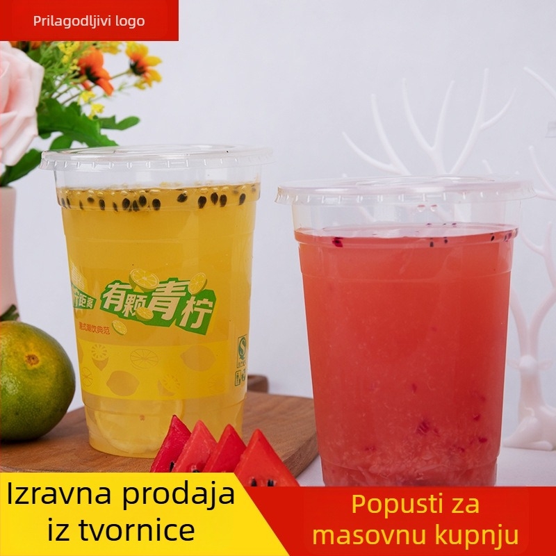 1000 ml jednokratna čaša za mliječni čaj, plastična čaša Overlord za pakiranje voća, s prilagođenim logotipom