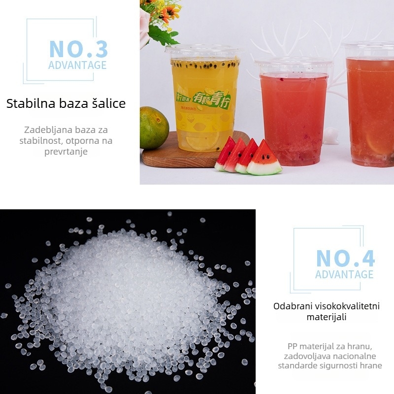 1000 ml jednokratna čaša za mliječni čaj, plastična čaša Overlord za pakiranje voća, s prilagođenim logotipom