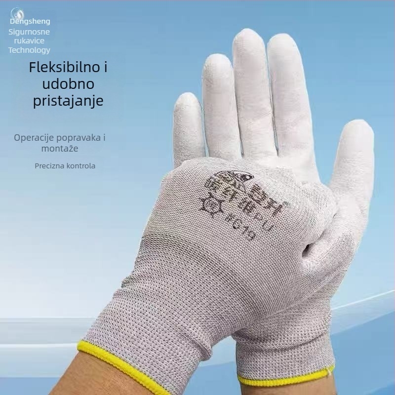 Dengsheng 619 antistatične rukavice za posao, zaštitne, protuklizne, izdržljive, prozračne, s gumiranim premazom