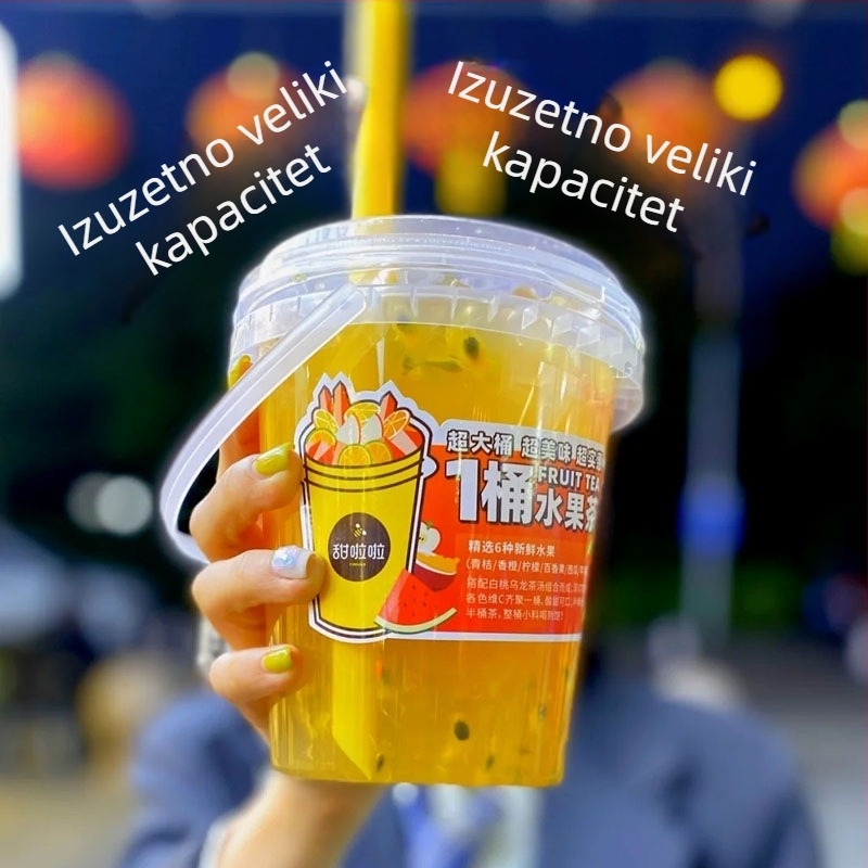 Jednokratna čaša kapaciteta 1000 ml u stilu kante za voćni čaj i mliječni čaj