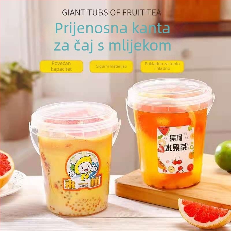 Jednokratna čaša kapaciteta 1000 ml u stilu kante za voćni čaj i mliječni čaj