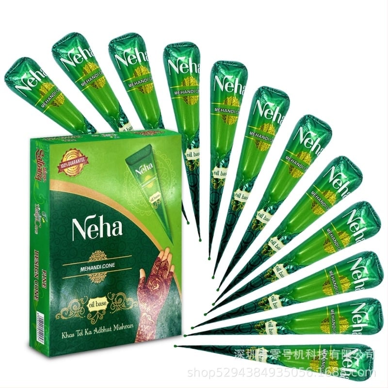 Henna krema za tetoviranje – biljna, vodootporna, dugotrajna boja za tijelo, ručna izrada, 12 kom, 300 g, smeđa nijansa