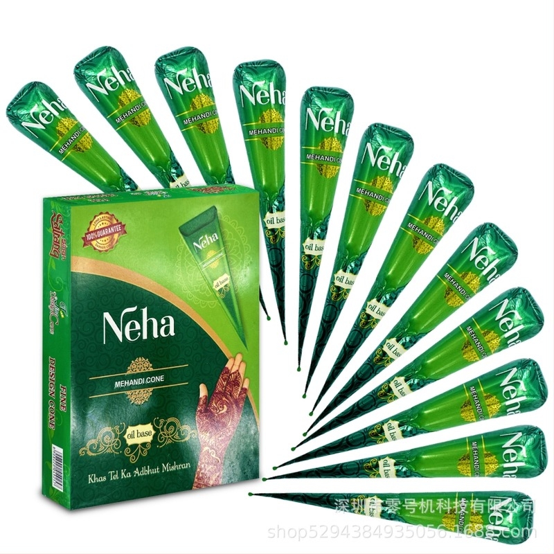 Henna krema za tetoviranje – biljna, vodootporna, dugotrajna boja za tijelo, ručna izrada, 12 kom, 300 g, smeđa nijansa