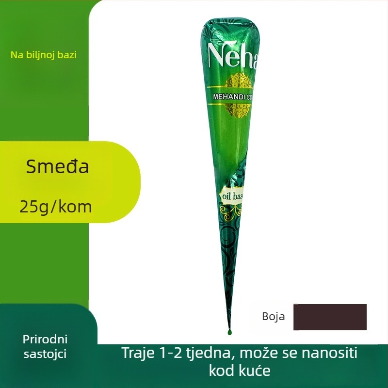 Henna krema za tetoviranje – biljna, vodootporna, dugotrajna boja za tijelo, ručna izrada, 12 kom, 300 g, smeđa nijansa