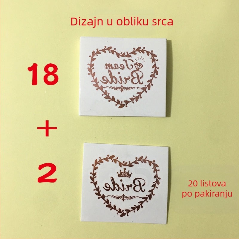 Team Bride metalne tetovaže naljepnice za proslavu nevjeste, zlatna i srebrna folija