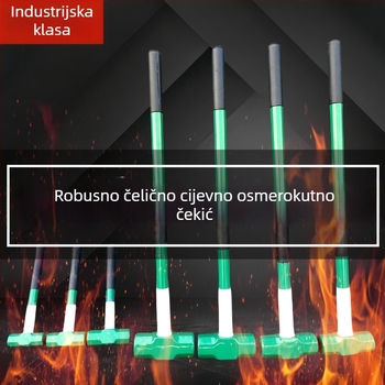 Kaicheng težak osmerokutni čekić s ručkom od čelične cijevi, zidarski čekić, visoko ugljični čelik, duljina 900 mm, veličine 2–16