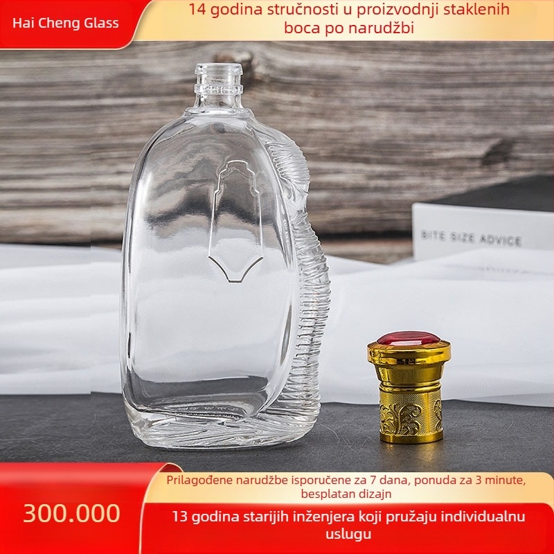 Set prilagodljivih staklenih boca za liker s etiketama, 500 ml, prozirno staklo