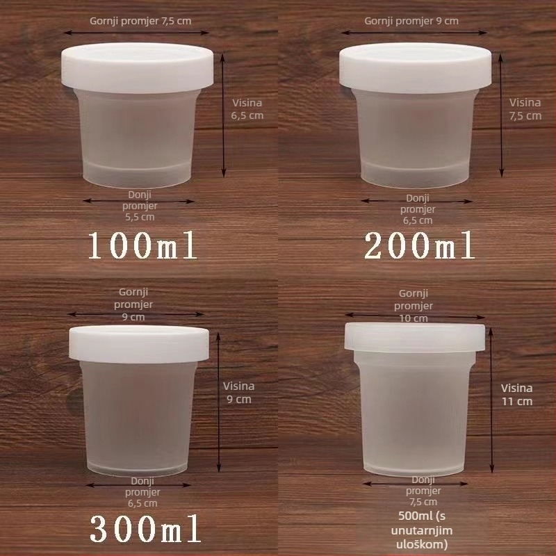 Debela čašica za sladoled s poklopcem, zatvoren plastični spremnik za deserte i mousse, pogodan za hladnjak