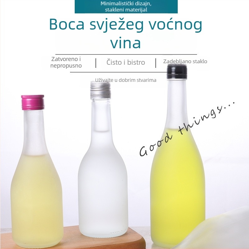 Staklene boce za voće vino, kreativne prozirne matirane boce za sake i žuto vino, boce za rižno vino i napitke