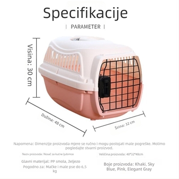 Velika plastična transportna kutija za mačke i pse, za putovanje