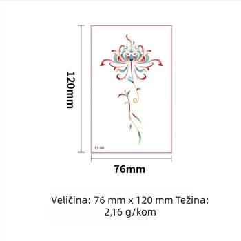 Elegantne tetovažne naljepnice u kineskom stilu s folijom zlatnog sjaja, za leđa, ruku i ključnu kost, cvjetni motivi, vodootporne i otporne na znoj