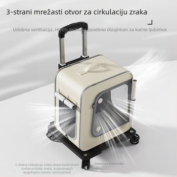 Torba za kućne ljubimce na kotačićima, velika nosivost, prijenosna torba za mačke i pse, vodootporna i prozračna Oxford tkanina