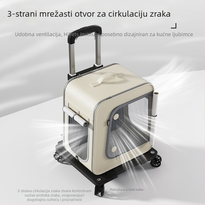 Torba za kućne ljubimce na kotačićima, velika nosivost, prijenosna torba za mačke i pse, vodootporna i prozračna Oxford tkanina