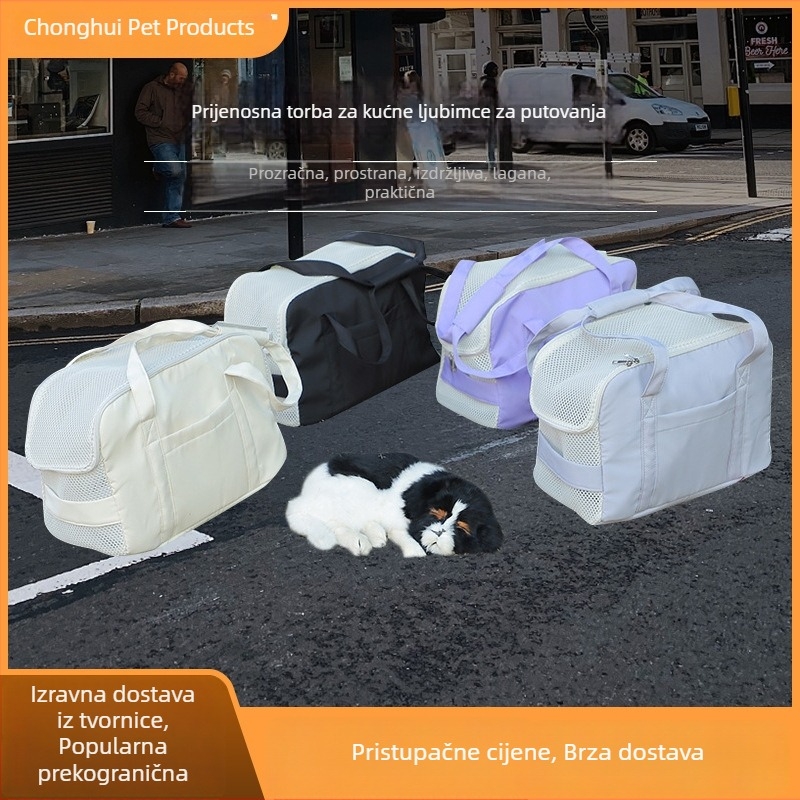 Prijenosna prozračna torba za male mačke i štene, od Oxford platna, otporna na ogrebotine, za vanjsku upotrebu, torba za rame, sklopiva crossbody torba