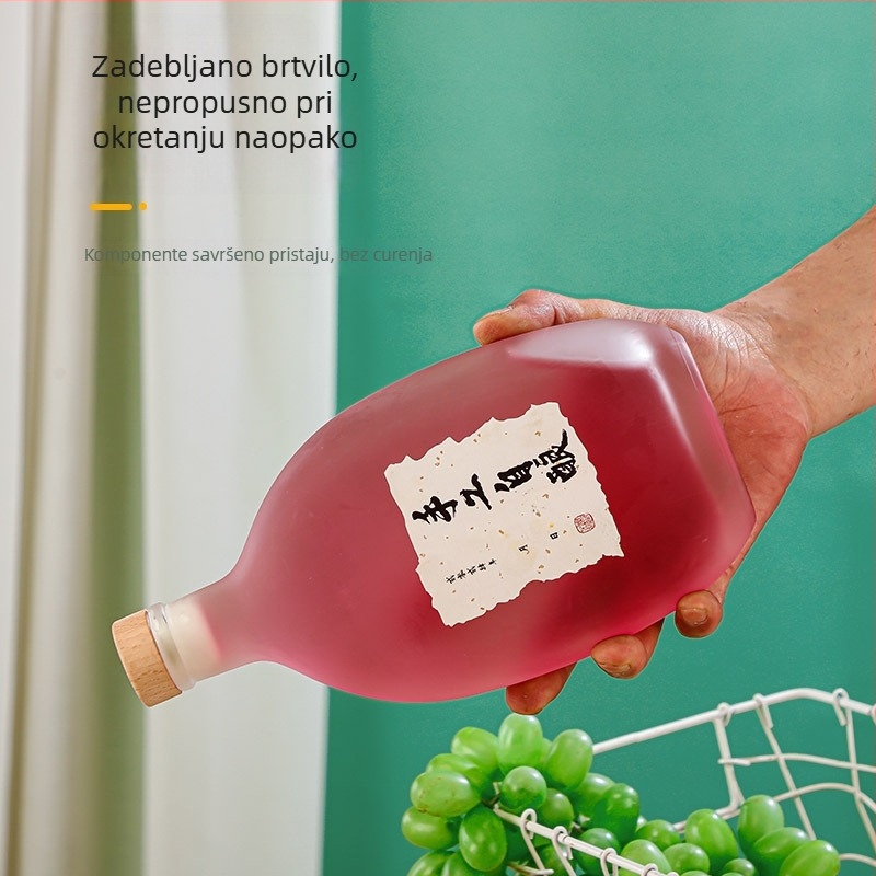 Prozirna mat staklena boca za domaće voćno vino, mala boca, mogućnost tiskanja logotipa