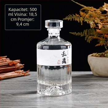 Lu Chen staklena bočica za vino 500 ml, zatvorena, prozirna, set praznih boca za kućnu proizvodnju vina