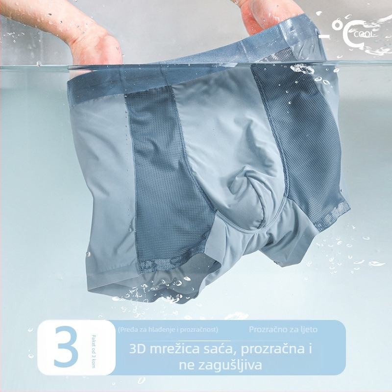 Prozračne mrežaste modal donje gaće za muškarce, srednji pojas, tri komada