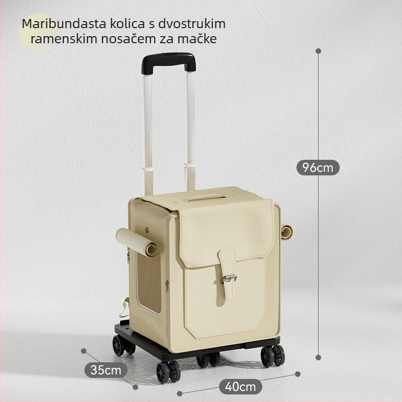 Prijenosna torba za mačke s kotačićima, torba za kućne ljubimce velike kapacitete
