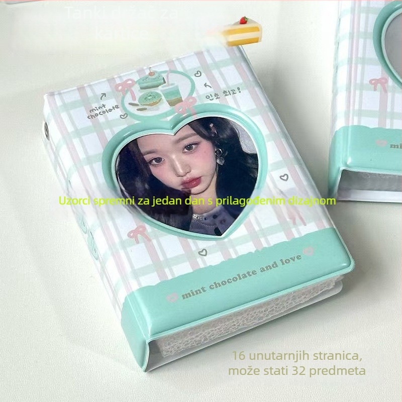 Album za kartice boje mente s 32 pretinaca, 16 stranica fotografija, Instagram stil, PVC naslovnica, prilagodljivo vašim fotografijama