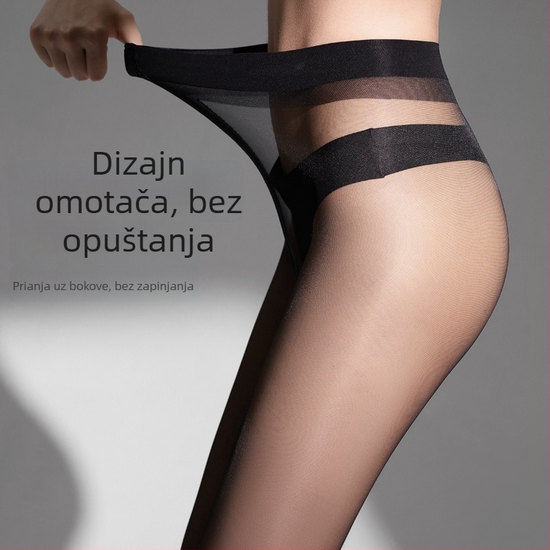 Seksi bešivne crne pantyhose za žene, prozirni vrhovi prstiju, jedinstveni jednodijelni dizajn, zavodljiv izgled nogu