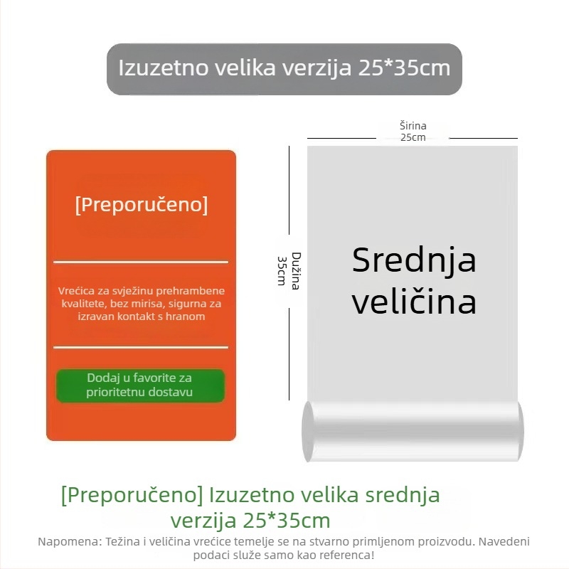 PE debeli vaku vrećice za hranu, s perforacijom za lako otvaranje, prehrambena kvaliteta, prikladne za mikrovalnu pećnicu