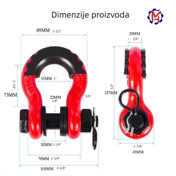 Izravno od proizvođača: vučni kuka za terenska vozila, 3/4 inčni bow shackle, horseshoe buckle, U-oblikovani kuka za Tank 300 i Wrangler