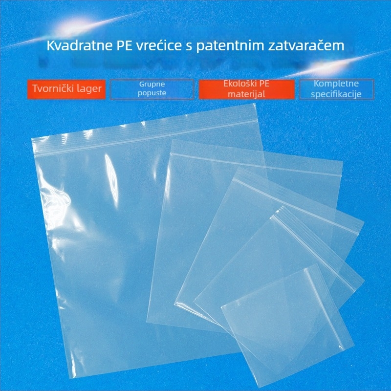 Prozirna kvadratna ZIP vrećica, debeli dno, za pakiranje Pu'er čaja u pločicama, PE vrećica sa zatvaračem