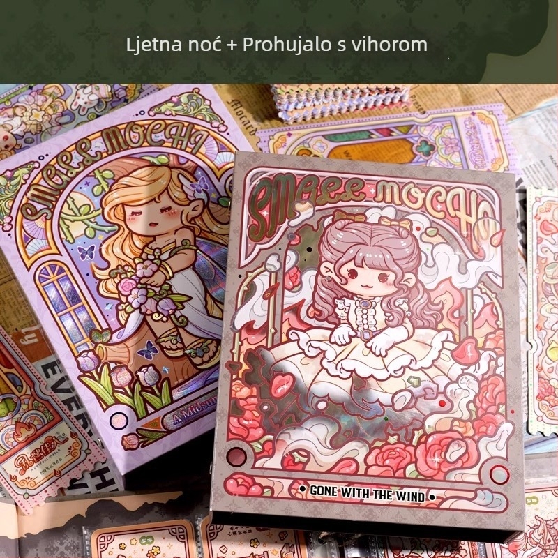 Small Mochi fotoalbum s četiri ćelije za fotografije veličine 3 inča, s labavom vezom, korica od kraft papira, 21 unutarnjih stranica i 162 džepa za kartice