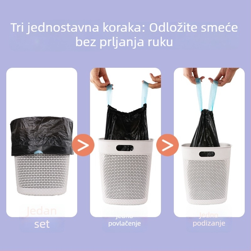 Torbe za smeće sa šnalom, kućna upotreba, jače, automatsko zatvaranje, kuhinjske vrećice od HDPE