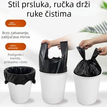 Debele crne vrećice za otpad za kućnu uporabu, prijenosne, za ured, kuhinju i dom, ekonomsko pakiranje, srednje i velike veličine, vrećice u stilu prsluka
