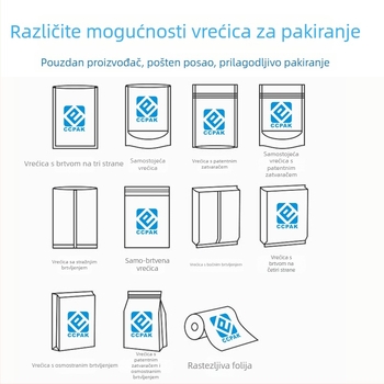 Plastična vrećica za hranu sa stojnim dnom i zatvaranjem na zip, laminirana aluminijskom folijom, za grickalice i orašaste plodove